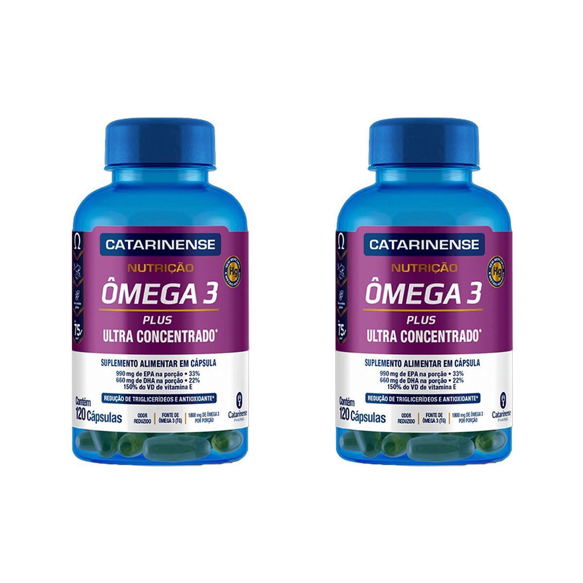 Kit 2X �mega 3 Plus - 120 C�psulas - Catarinense Nutri��o