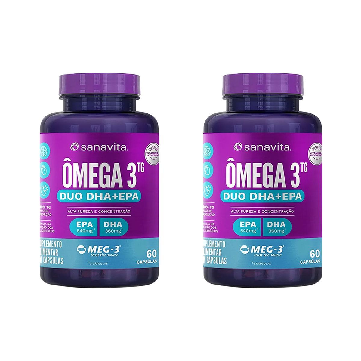 Kit 2X �mega 3TG Duo - 60 C�psulas - Sanavita