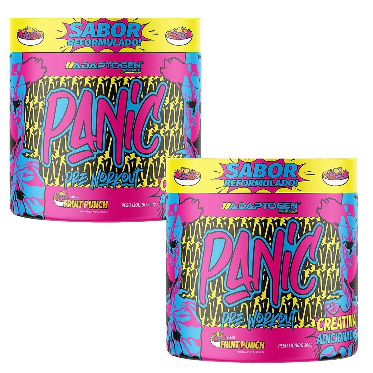 Kit 2X Panic Pr�-Treino - 300g Fruit Punch - Adaptogen
