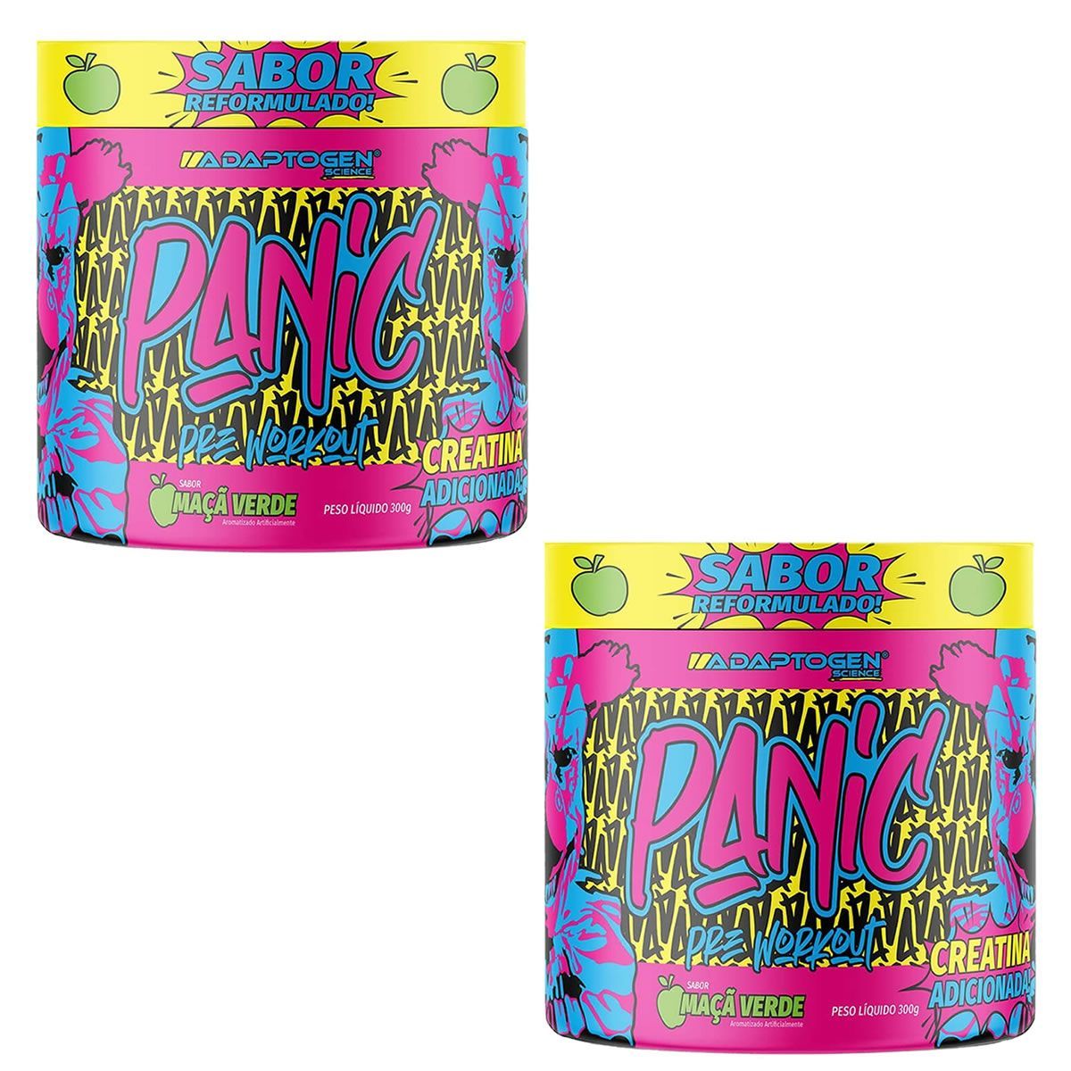 Kit 2X Panic Pr�-Treino - 300g Ma�a Verde - Adaptogen