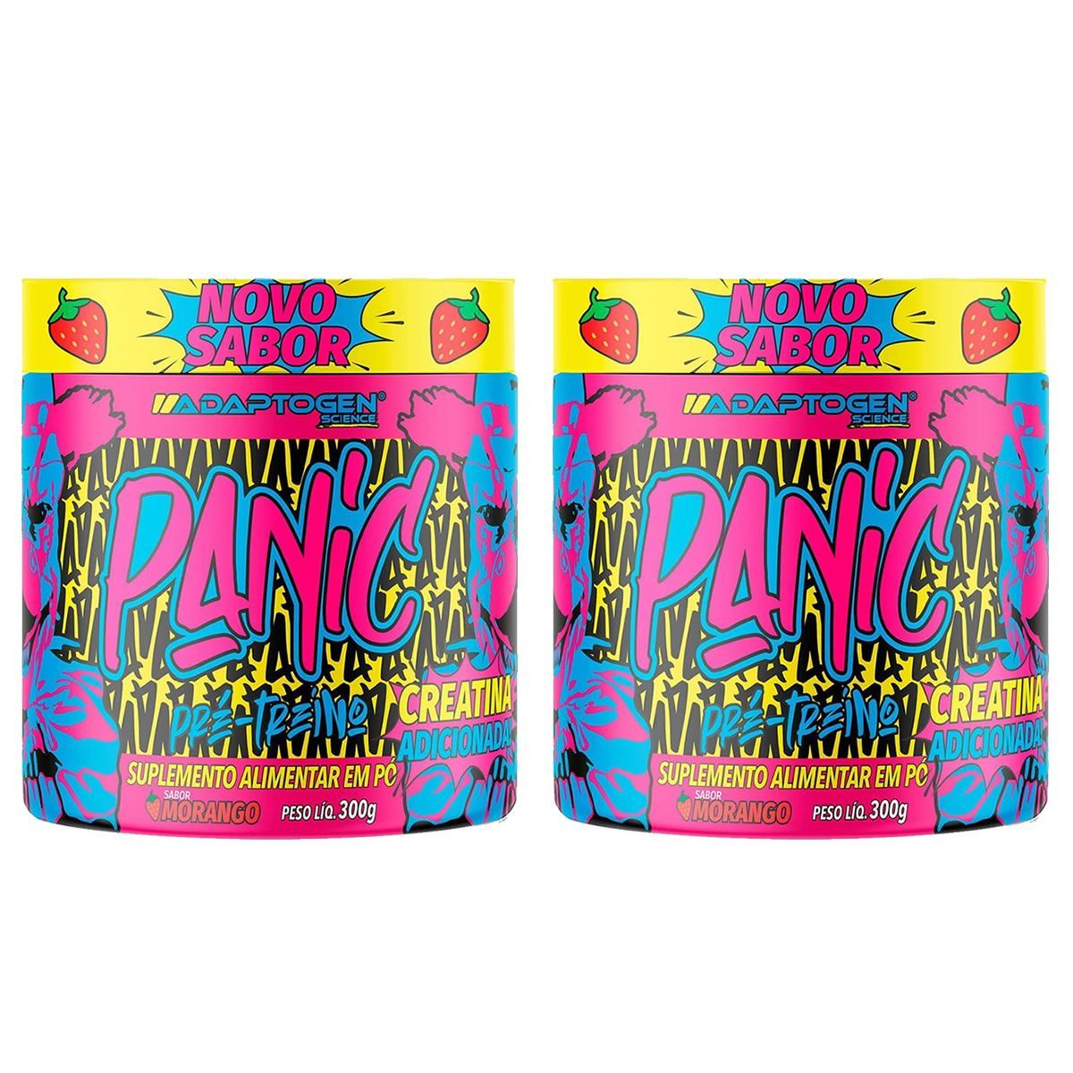 Kit 2X Panic Pr�-Treino - 300g Morango - Adaptogen