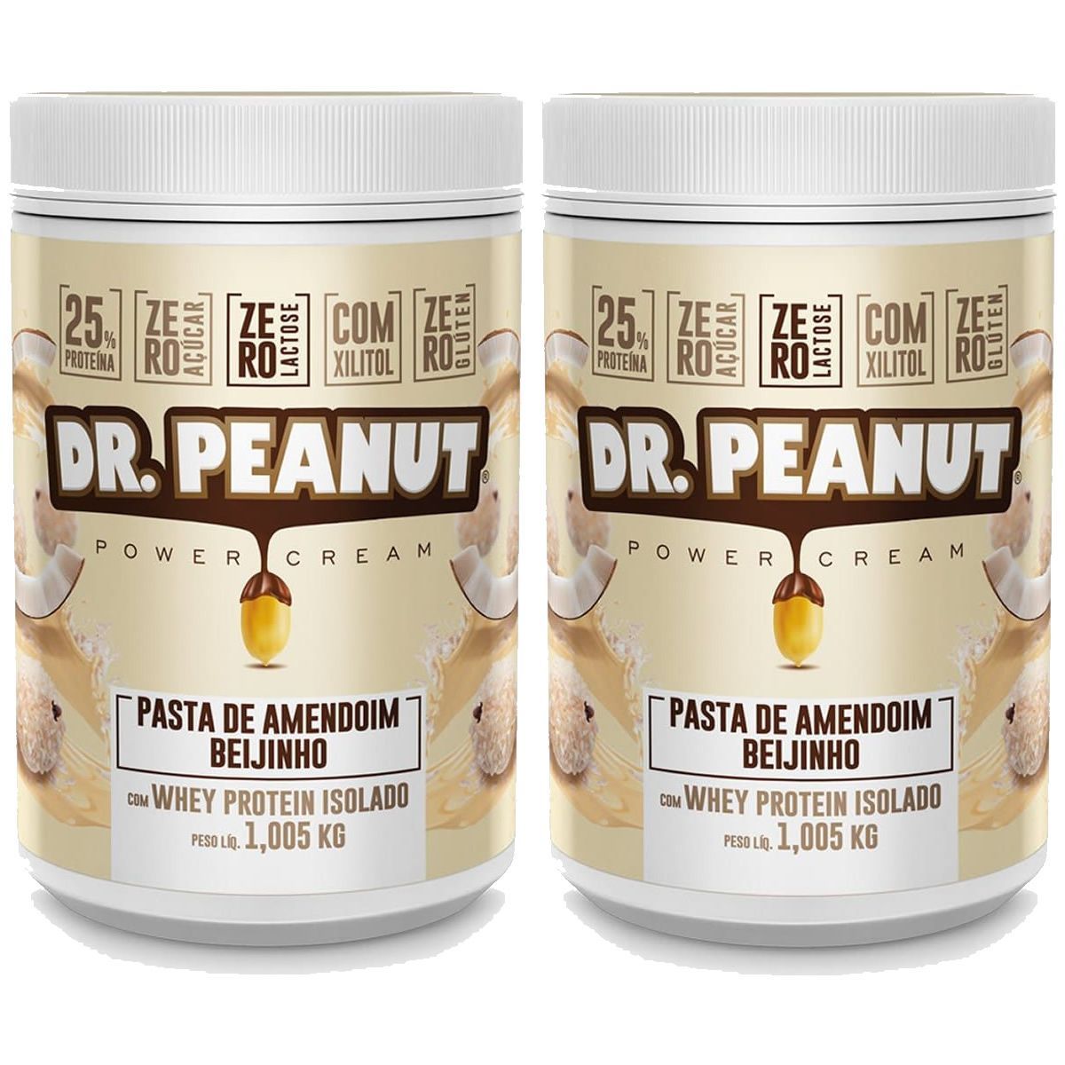 Kit 2X Pasta de Amendoim - 1005g Beijinho com Whey Isolado - Dr. Peanut