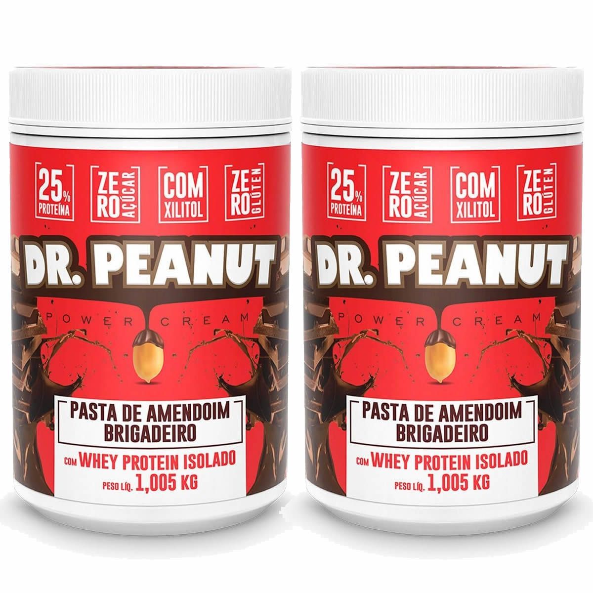 Kit 2X Pasta de Amendoim - 1005g Brigadeiro com Whey Isolado  - Dr. Peanut