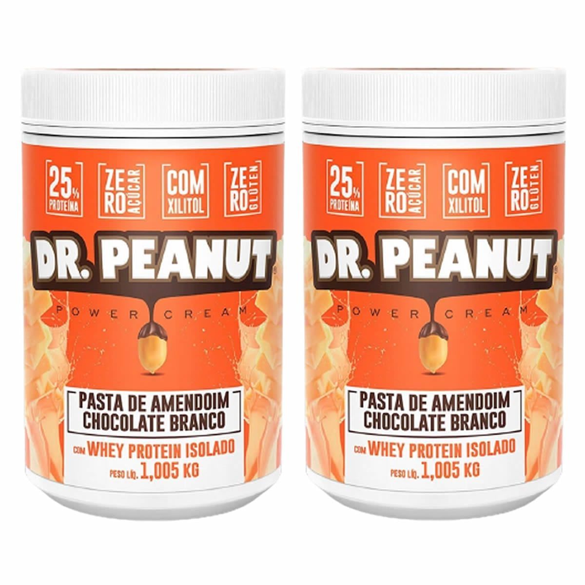 Kit 2X Pasta de Amendoim - 1005g  Chocolate Branco com Whey Isolado - Dr. Peanut