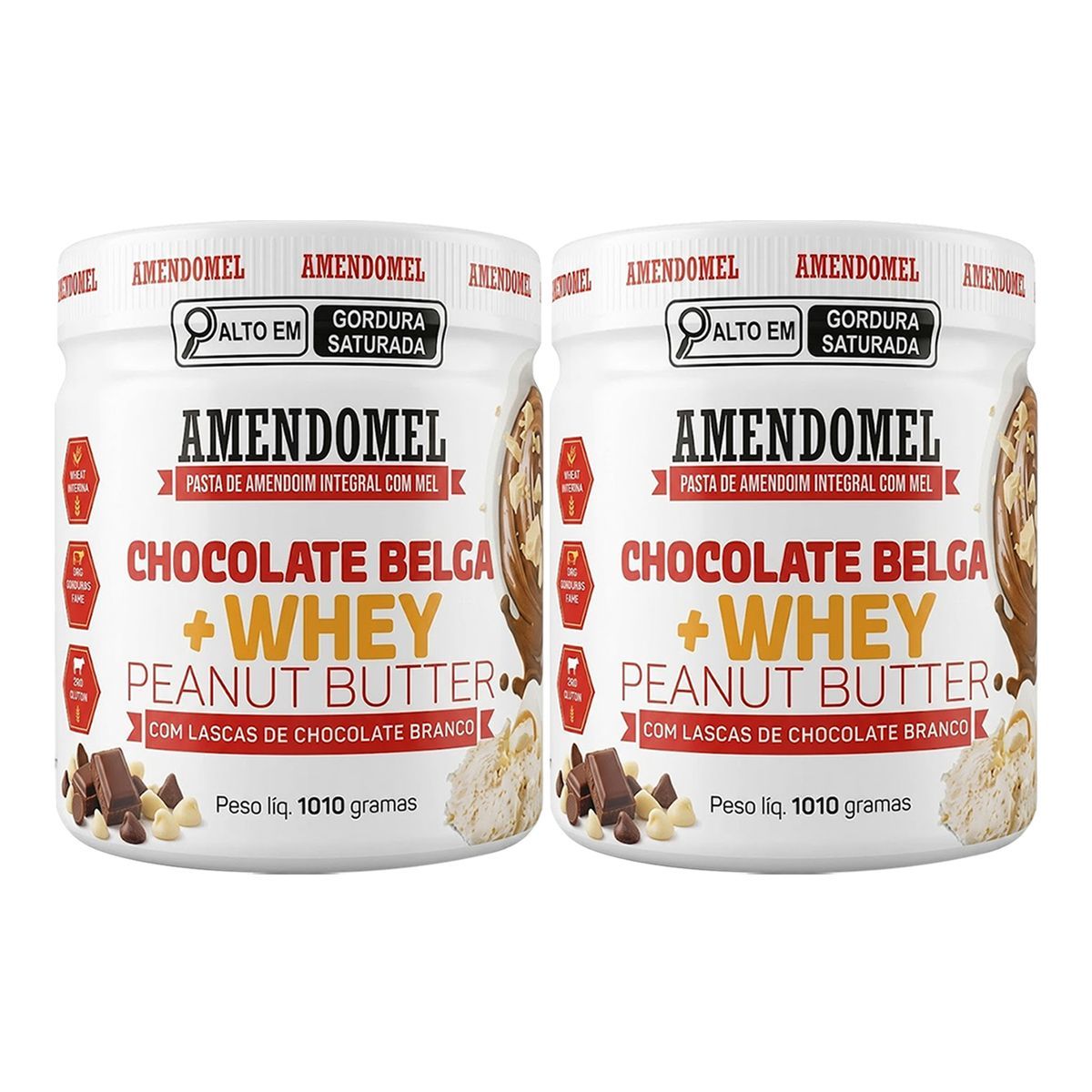 Kit 2X Pasta de amendoim - 1010g Chocolate Belga Whey - AmendoMel