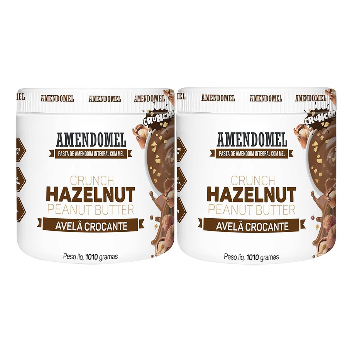 Kit 2X Pasta de Amendoim - 1010g Chocolate Branco Cacau c/ Avel� Crocante - AmendoMel