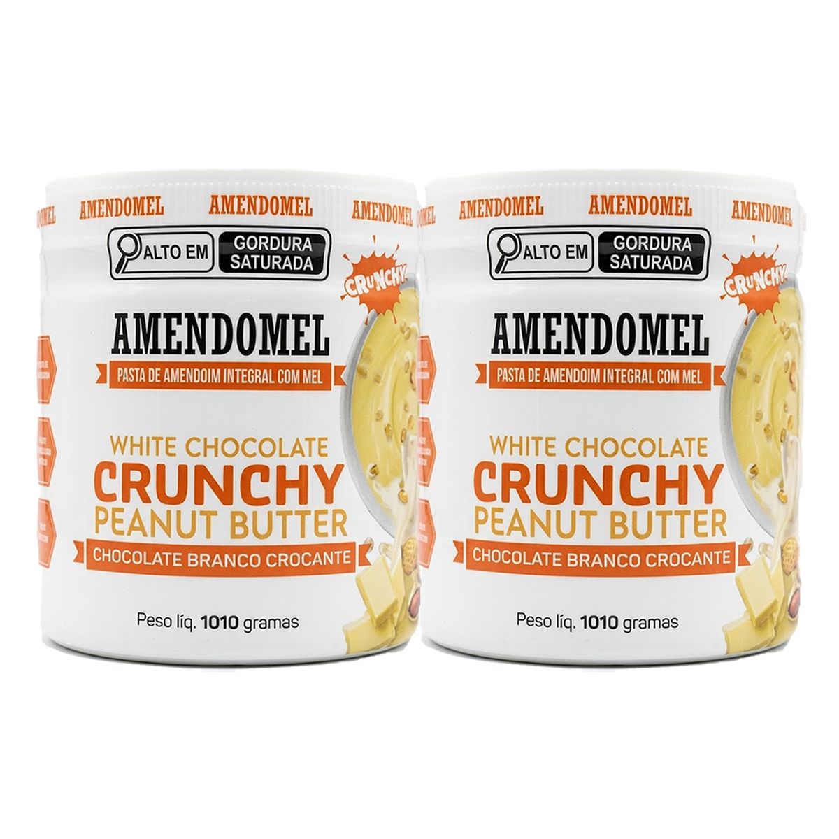 Kit 2X Pasta de amendoim - 1010g Chocolate Branco Crocante -  AmendoMel