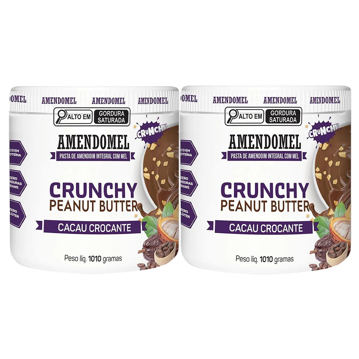 Kit 2X Pasta de Amendoim - 1010g Mel E Cacau Crocante - AmendoMel