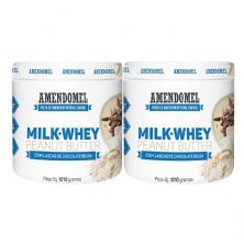Kit 2X Pasta de Amendoim - 1010g Milk Whey Chocolate Belga - Amendomel