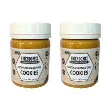 Kit 2X Pasta de Amendoim - 260g Chocolate Branco Com Cookies - Amendomel