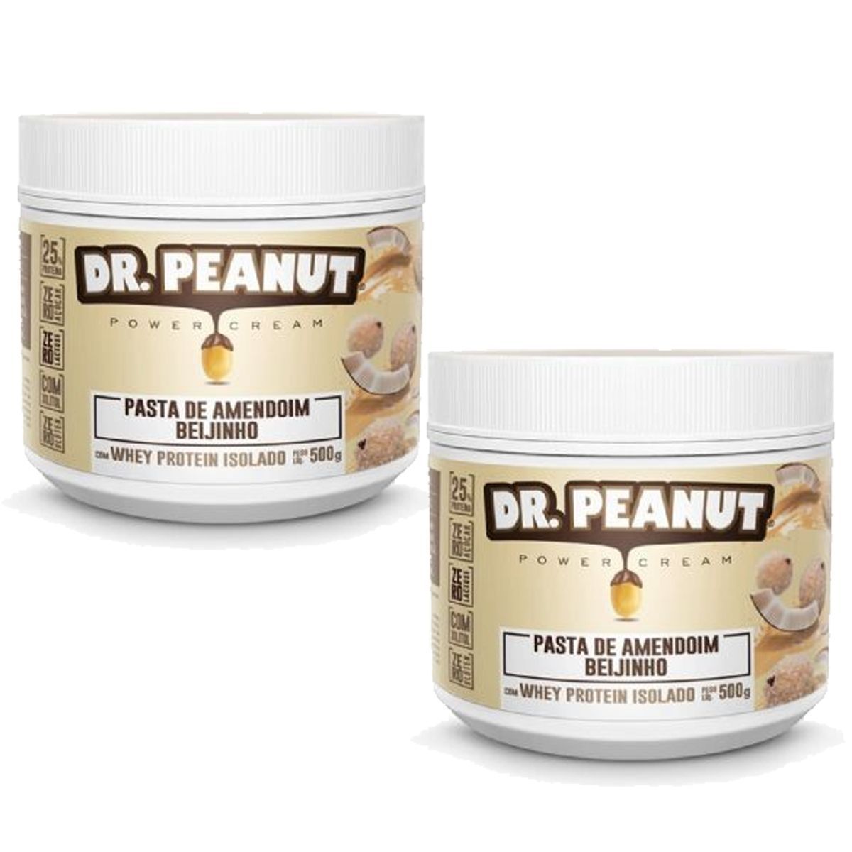 Kit 2X Pasta de Amendoim - 500g Beijinho com Whey Isolado - Dr. Peanut