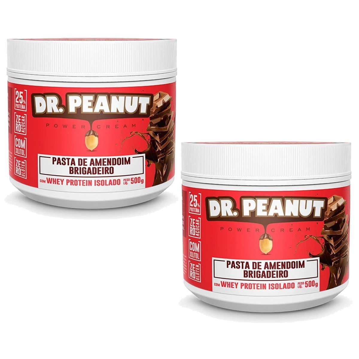 Kit 2X Pasta de Amendoim - 500g Brigadeiro com Whey Isolado - Dr. Peanut
