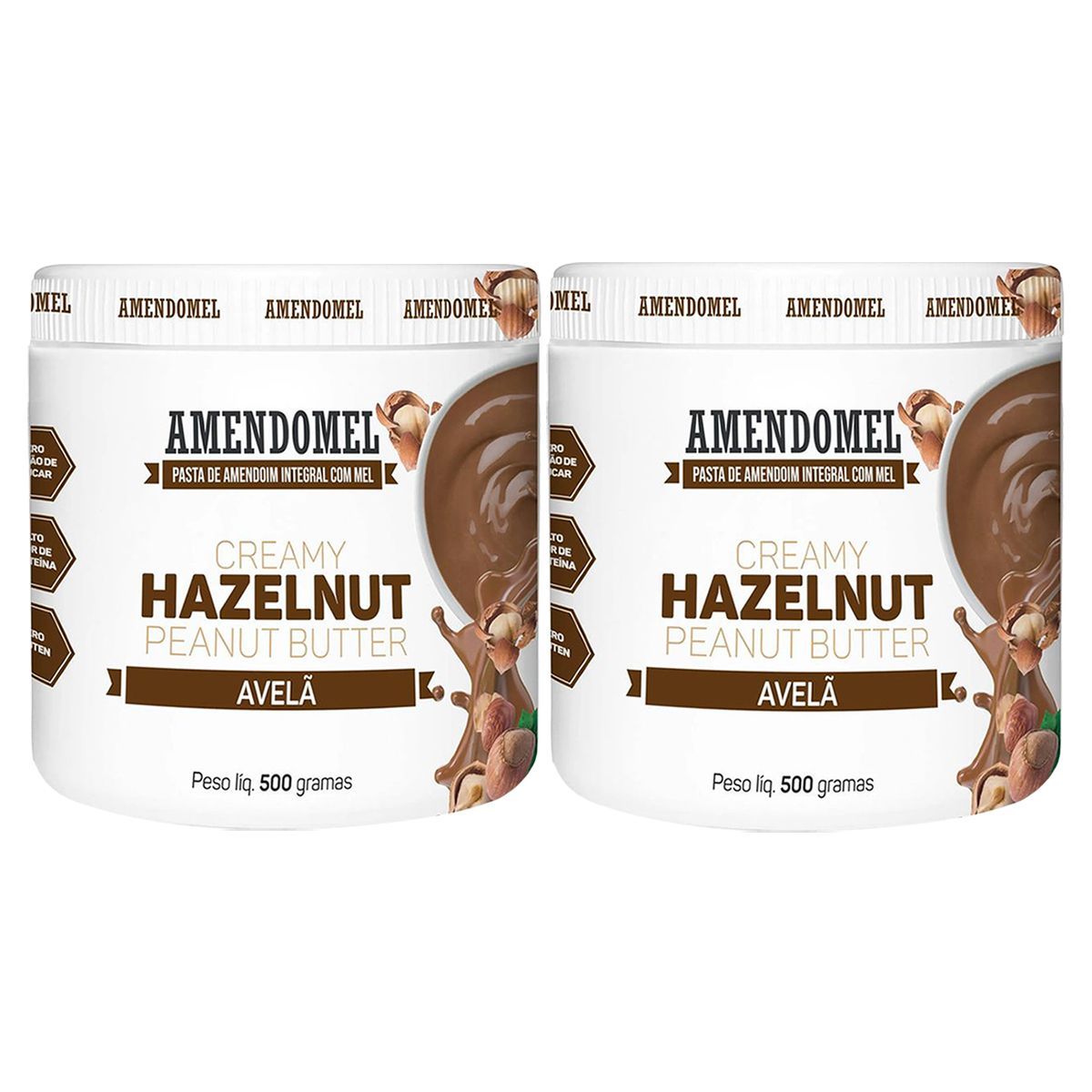 Kit 2X Pasta de Amendoim - 500g Chocolate Branco Cacau c/ Avel� - AmendoMel