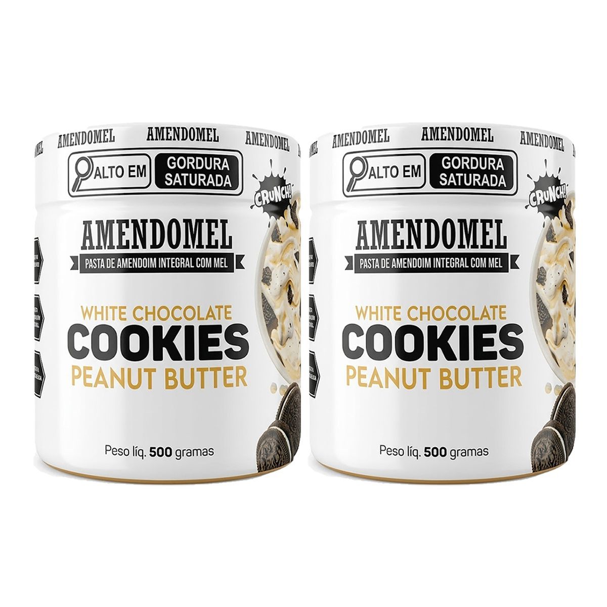 Kit 2X Pasta de Amendoim - 500g Chocolate Branco Com Cookies - AmendoMel