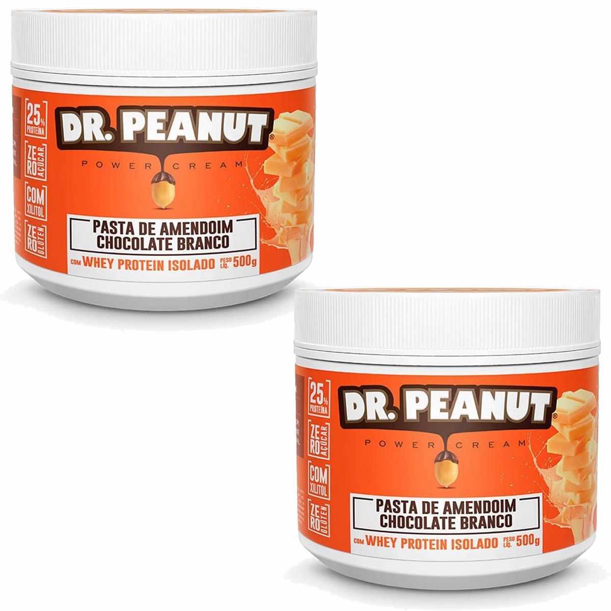 Kit 2X Pasta de Amendoim - 500g Chocolate Branco com Whey Isolado - Dr. Peanut