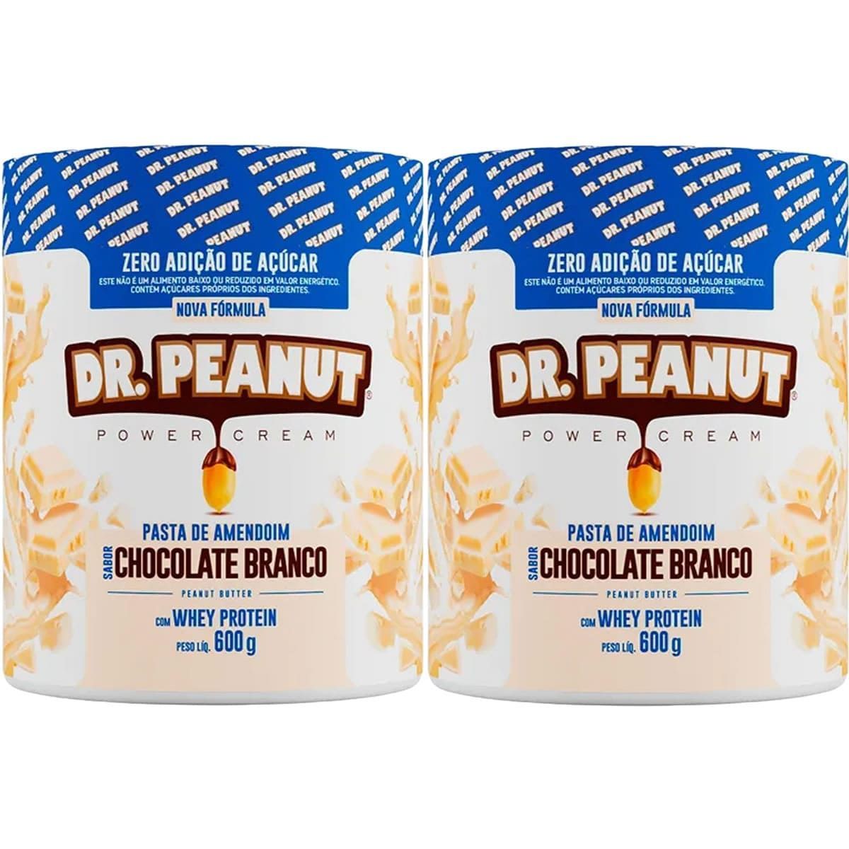Kit 2X Pasta de Amendoim - 600g Chocolate Branco com Whey - Dr. Peanut