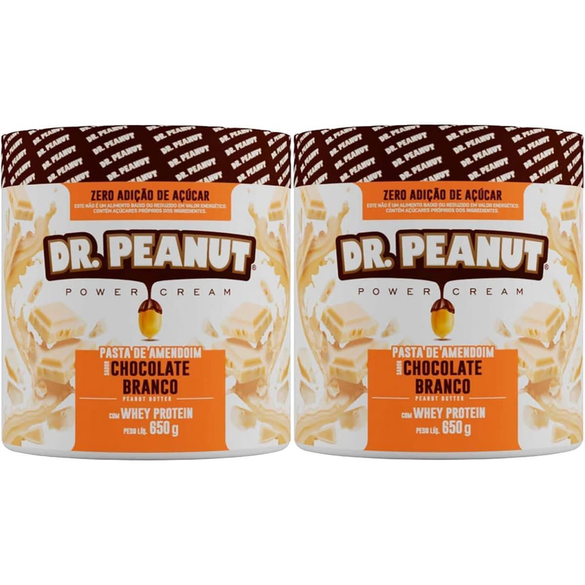 Kit 2X Pasta de Amendoim - 650g Chocolate Branco com Whey - Dr. Peanut