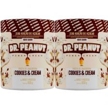 Kit 2X Pasta de Amendoim - 650g Cookies and Cream com Whey Protein - Dr. Peanut