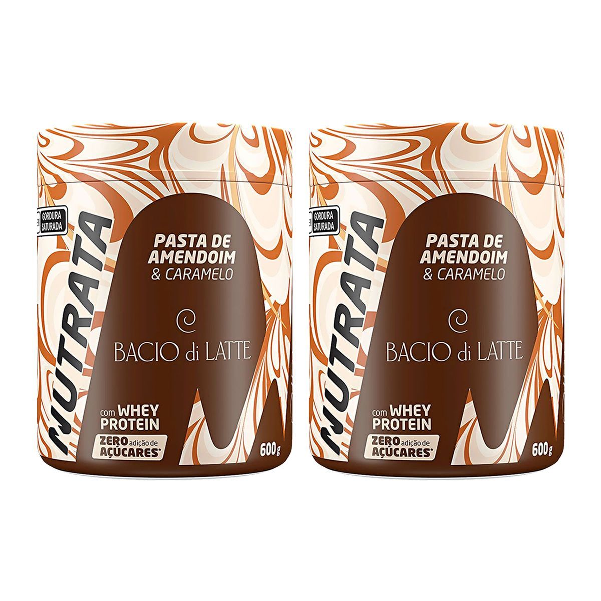 Kit 2X Pasta de Amendoim Bacio di Latte - 600g Caramelo Salgado - Nutrata