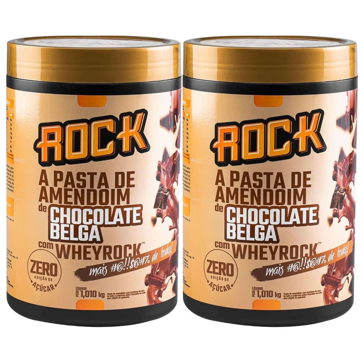 Kit 2X Pasta de Amendoim com Whey - 1000g Chocolate Belga - Rock Peanut