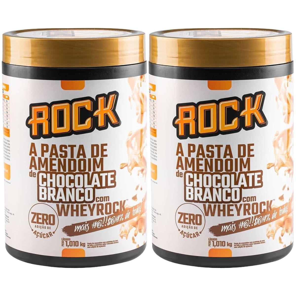Kit 2X Pasta de Amendoim Com Whey - 1000g Chocolate Branco - Rock Peanut