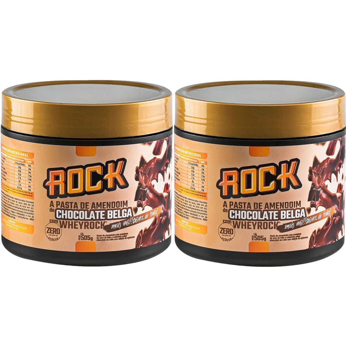 Kit 2X Pasta de Amendoim com Whey - 500g Chocolate Belga - Rock Peanut	