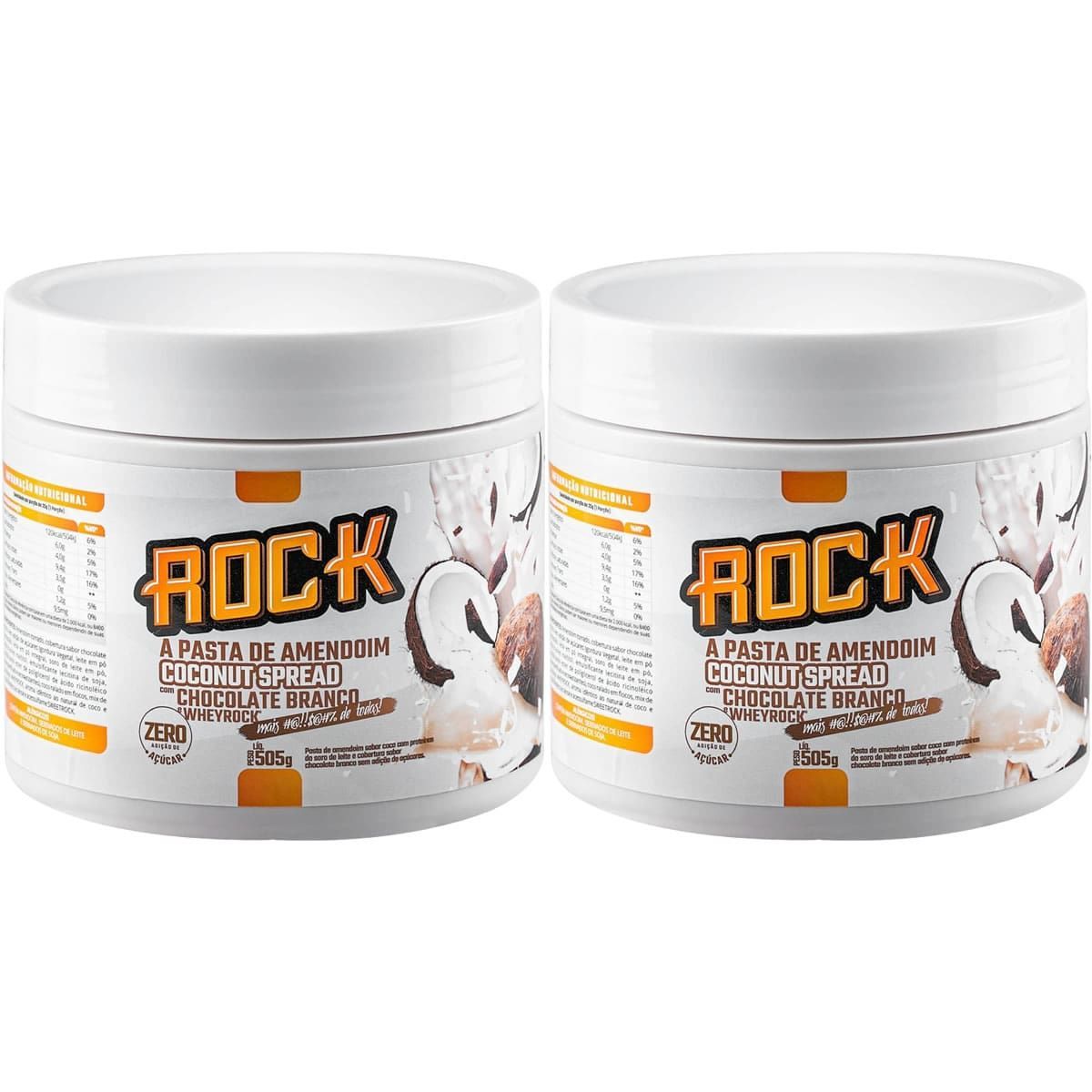 Kit 2X Pasta de Amendoim com Whey - 500g Coconut com Chocolate Branco - Rock Peanut
