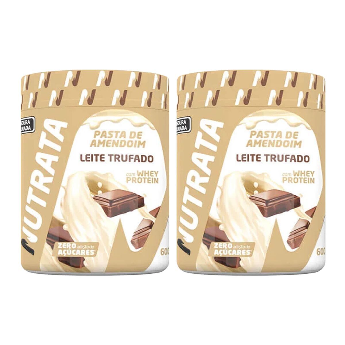 Kit 2X Pasta de Amendoim com Whey - 600g Leite Trufado - Nutrata