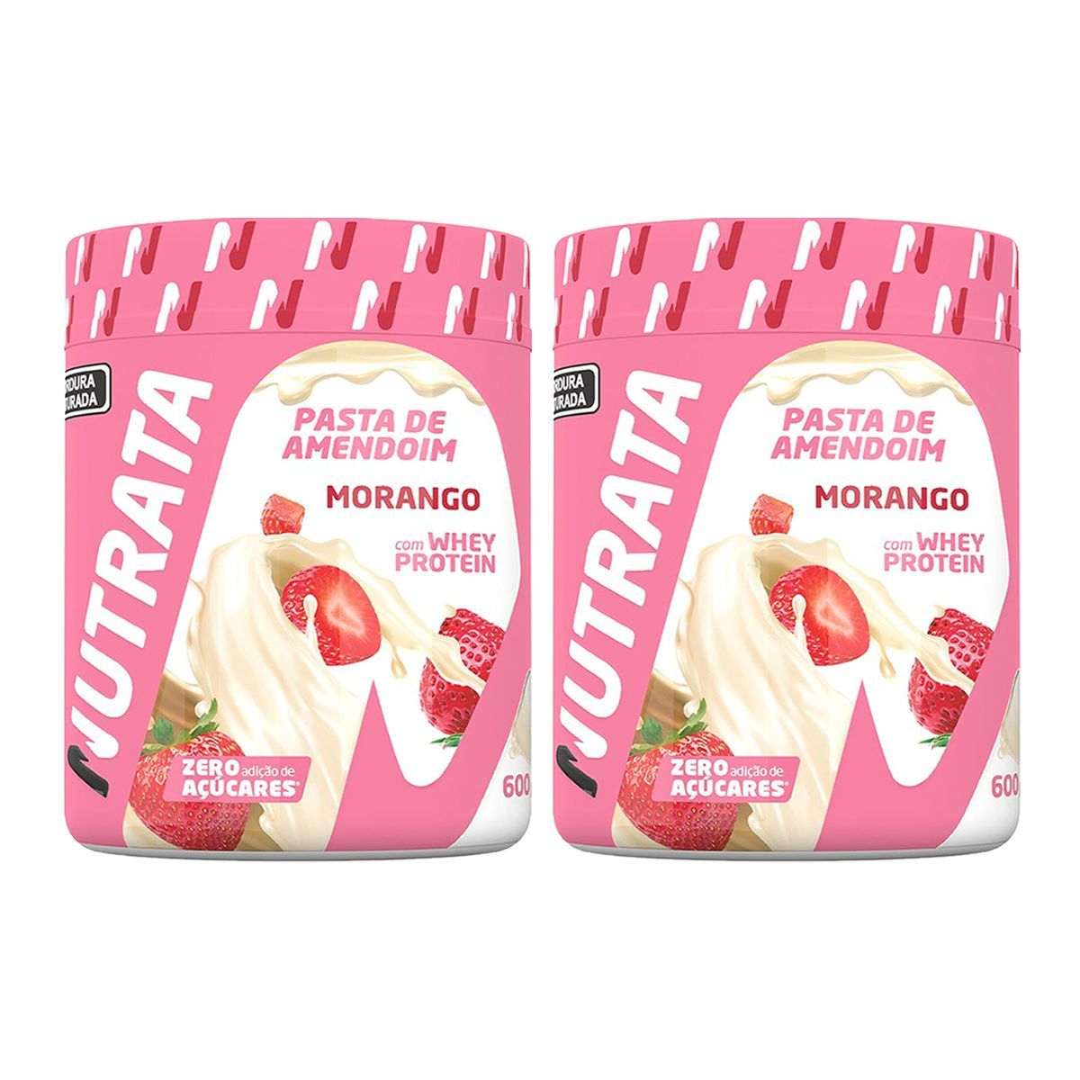 Kit 2X Pasta de Amendoim com Whey - 600g Morango - Nutrata