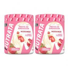 Kit 2X Pasta de Amendoim com Whey - 600g Morango - Nutrata