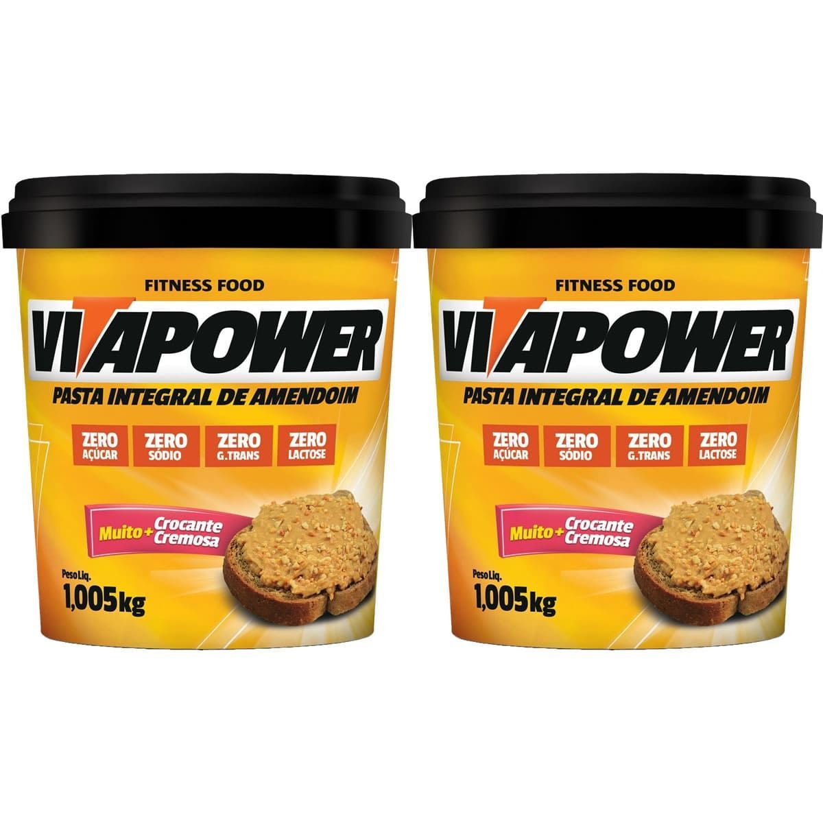 Kit 2X Pasta de Amendoim Integral - 1005g Crocante - VitaPower
