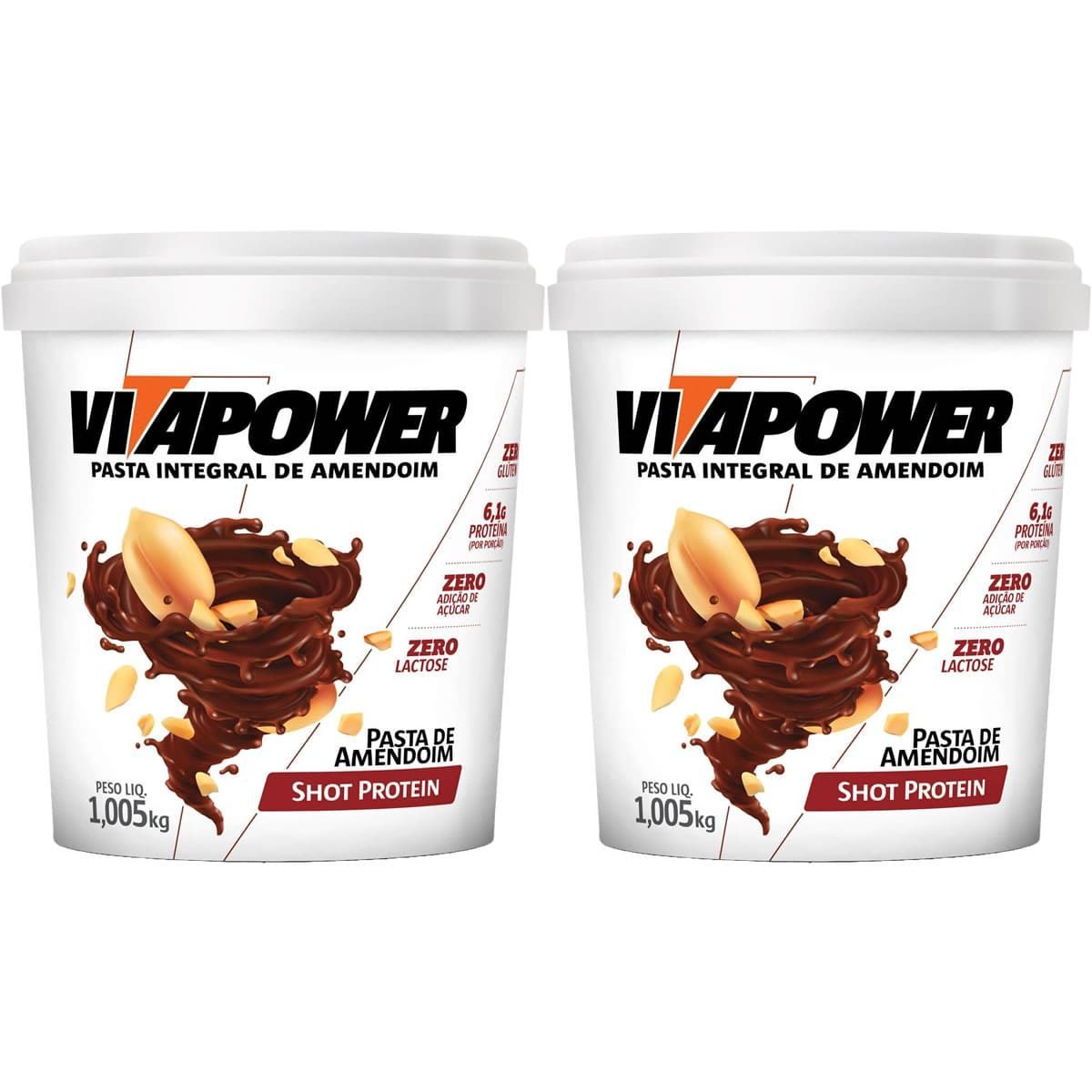 Kit 2X Pasta de Amendoim Integral - 1005g Shot Protein - VitaPower