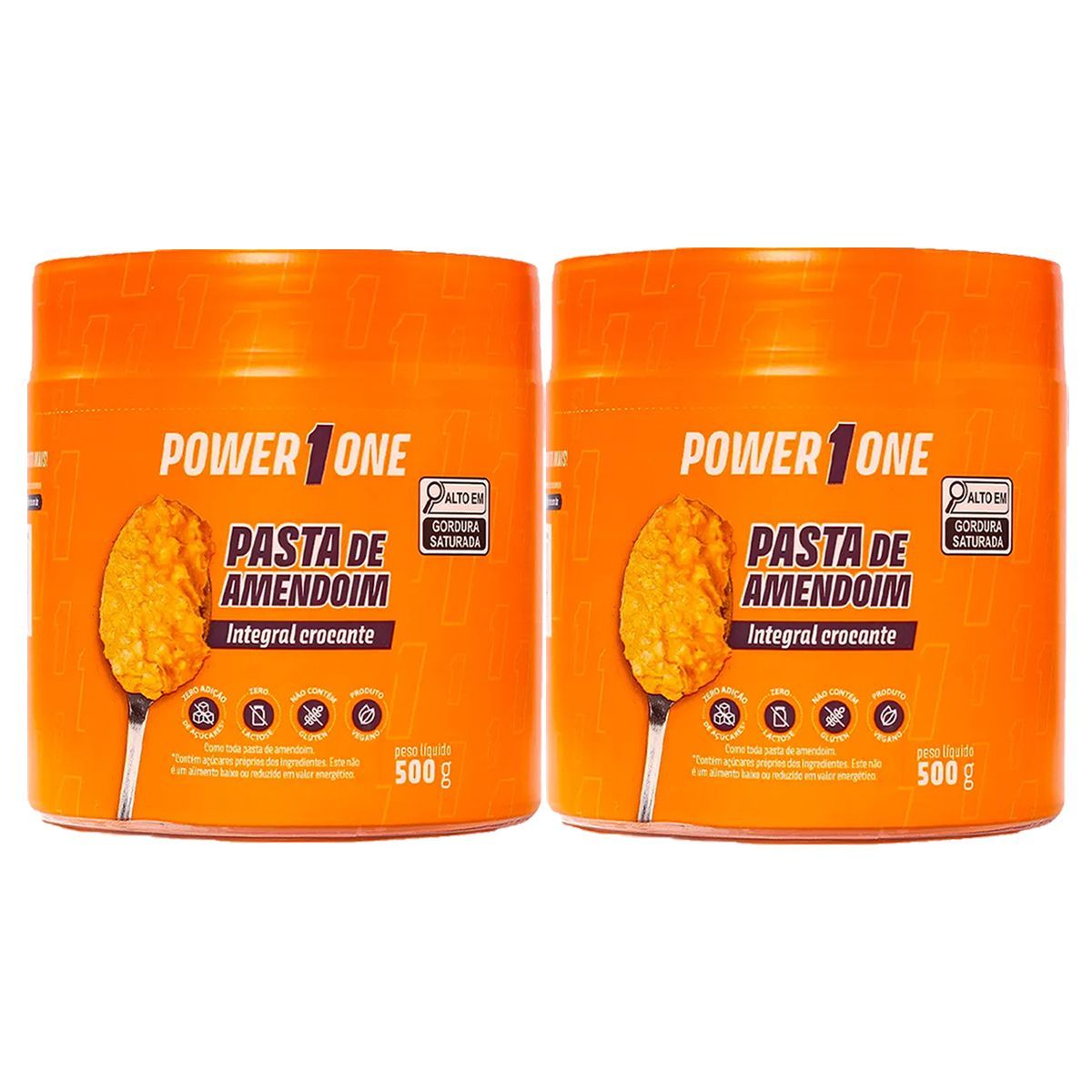 Kit 2X Pasta de Amendoim Integral Crocante - 500g - Power One