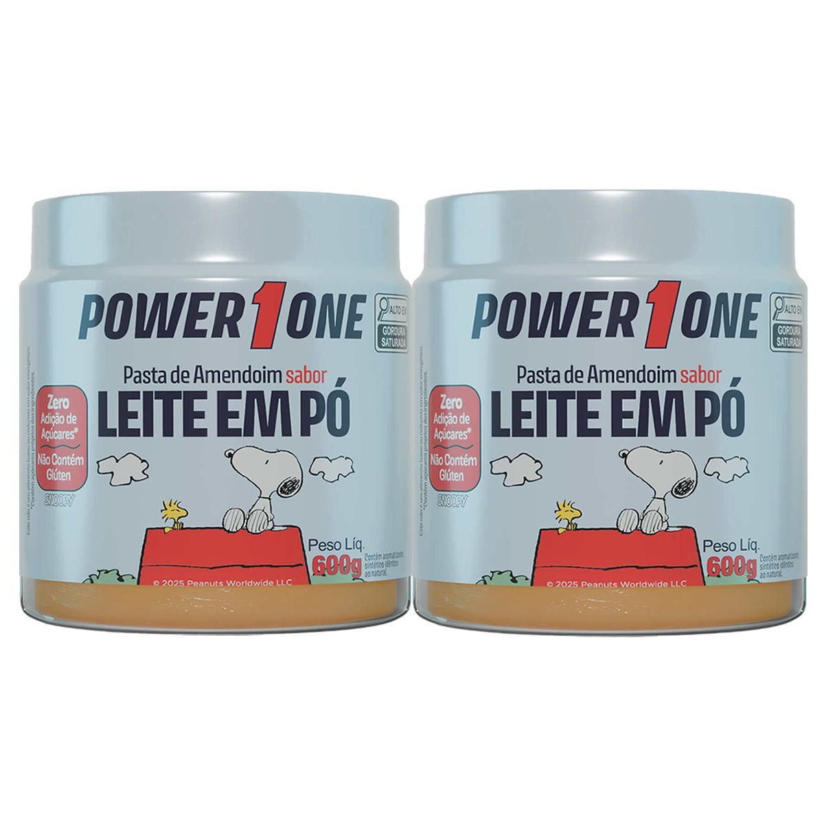 Kit 2X Pasta de Amendoim Snoopy - 600g Leite em P� - Power One