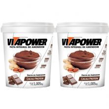 Kit 2X Pasta Integral de Amendoim - 1005g Cacau Protein - VitaPower
