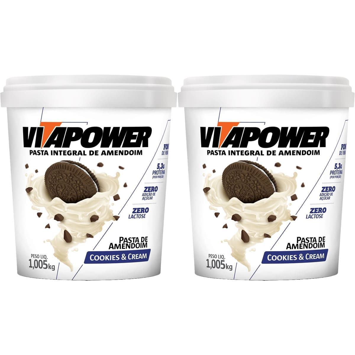 Kit 2X Pasta Integral de Amendoim - 1005g Cookies and Cream - Vitapower
