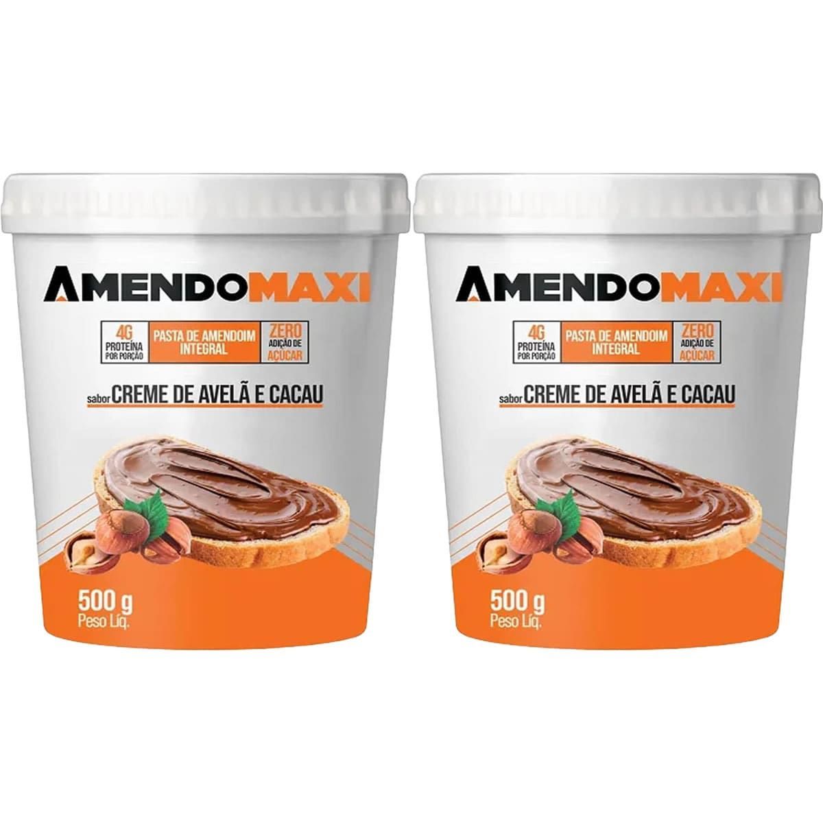 Kit 2X Pasta Integral de Amendoim - 500g Creme de Avel� e Cacau - AmendoMaxi