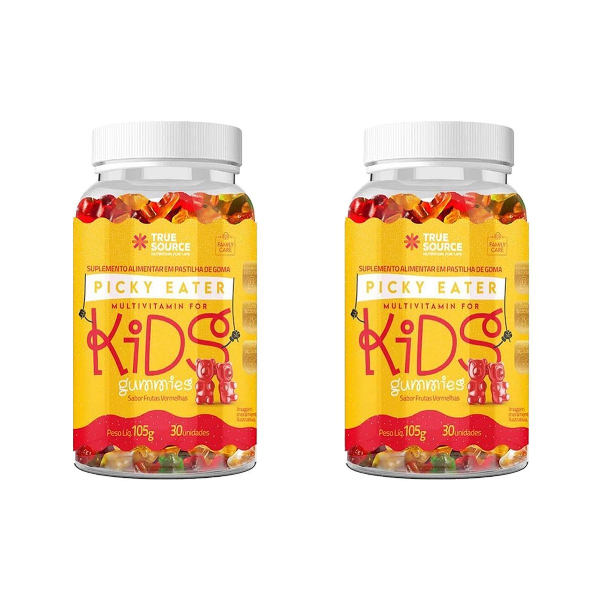 Kit 2X Picky Eater Multivitamin For Kids - 30 Gomas Frutas Vermelhas - True Source