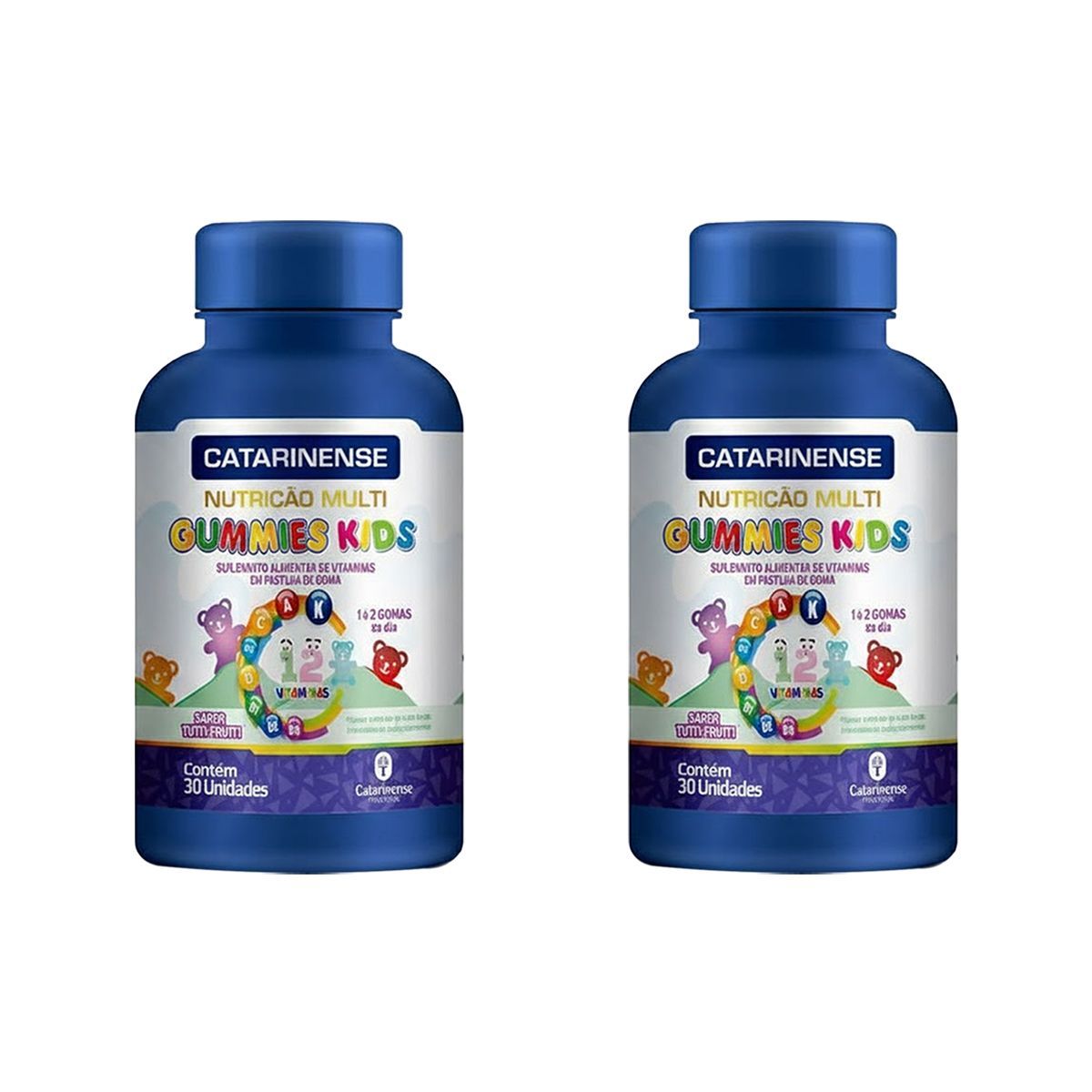 Kit 2X Polivitam�nico Gummies Kids - 30 Gomas Tutti Frutti - Catarinense Nutri��o