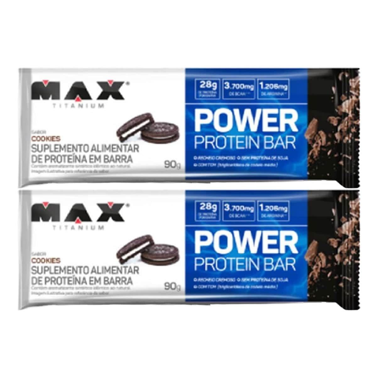 Kit 2X Power Protein Bar - 1 Unidade 90g Cookies - Max Titanium	