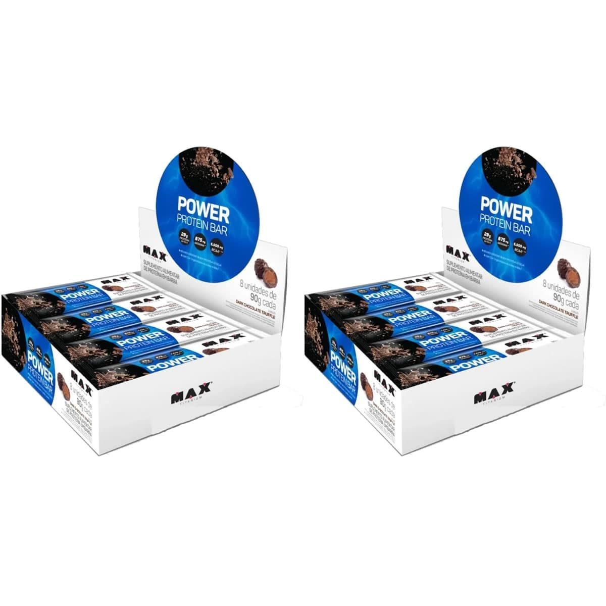 Kit 2X Power Protein Bar - 12 unidades 41g Dark Chocolate truffles - Max Titanium