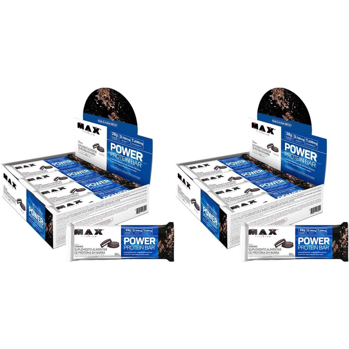 Kit 2X Power Protein Bar - 8 unidades 90g Cookies - Max Titanium