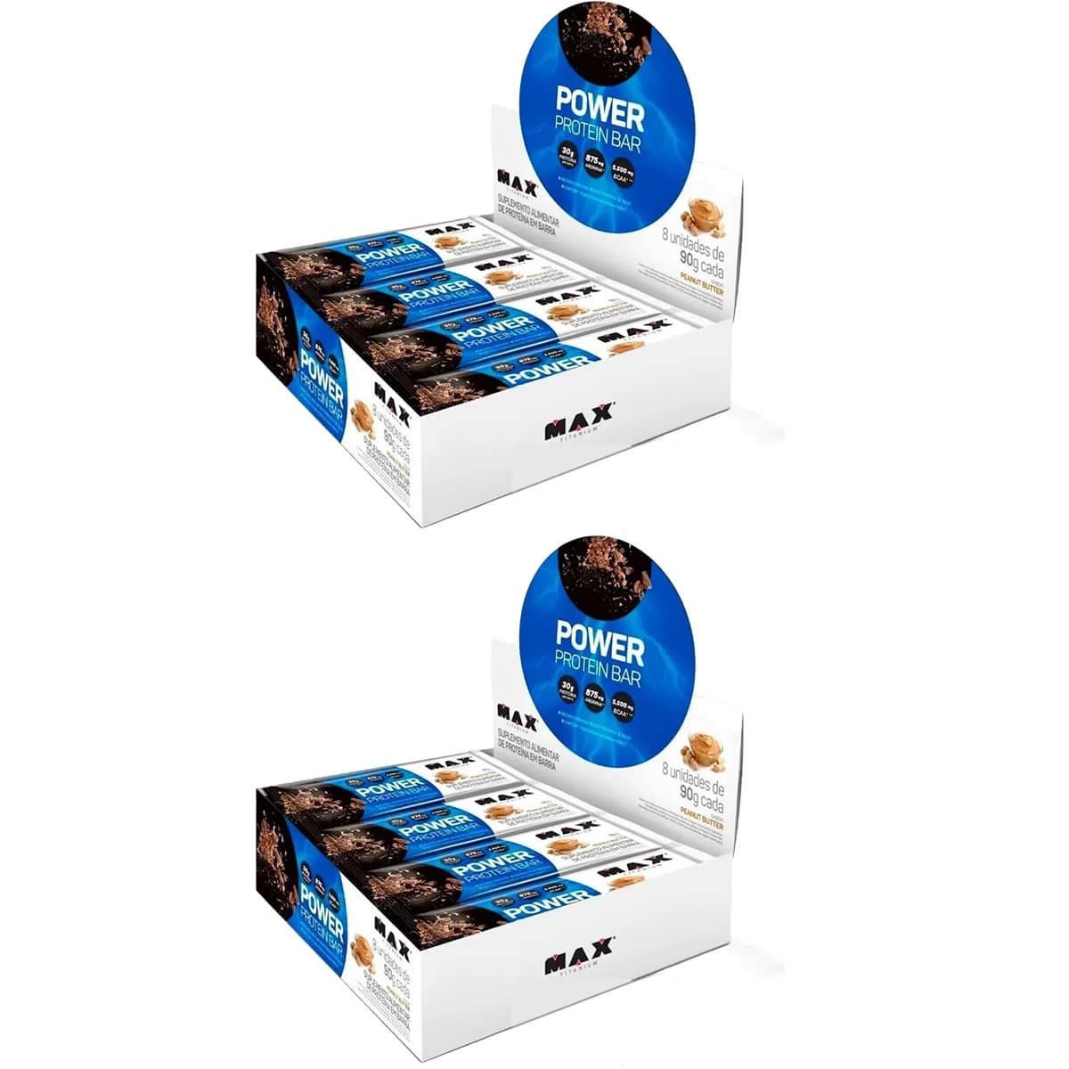 Kit 2X Power Protein Bar - 8 unidades 90g Peanut Butter - Max Titanium