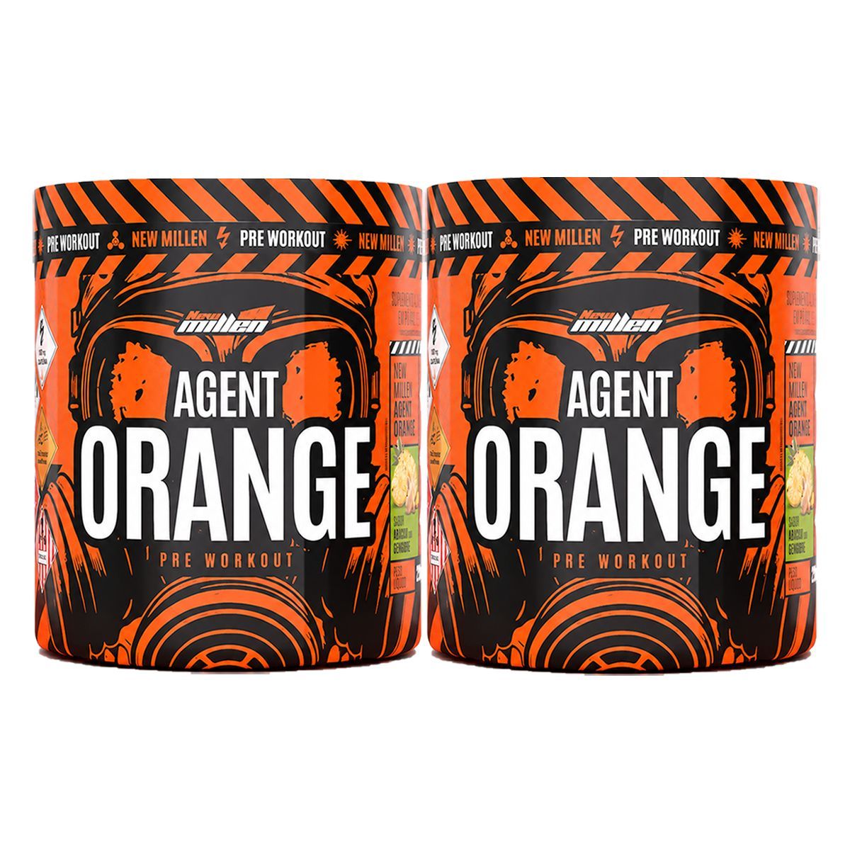 Kit 2X Pre Workout Agent Orange - 250g Abacaxi com Gengibre - New Millen