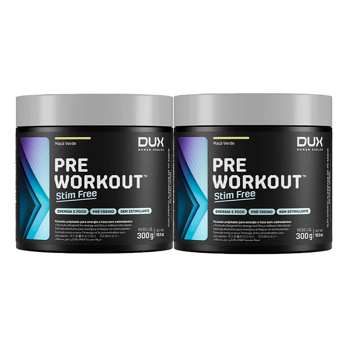 Kit 2X Pre Workout Stim Free - 300g Ma�� Verde - Dux Human Health
