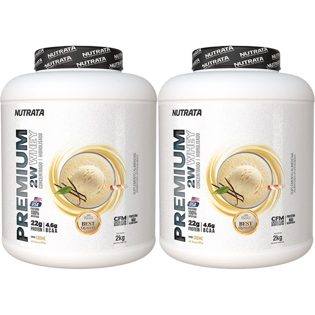 Kit 2X Premium 2w Whey - 2000g Baunilha - Nutrata