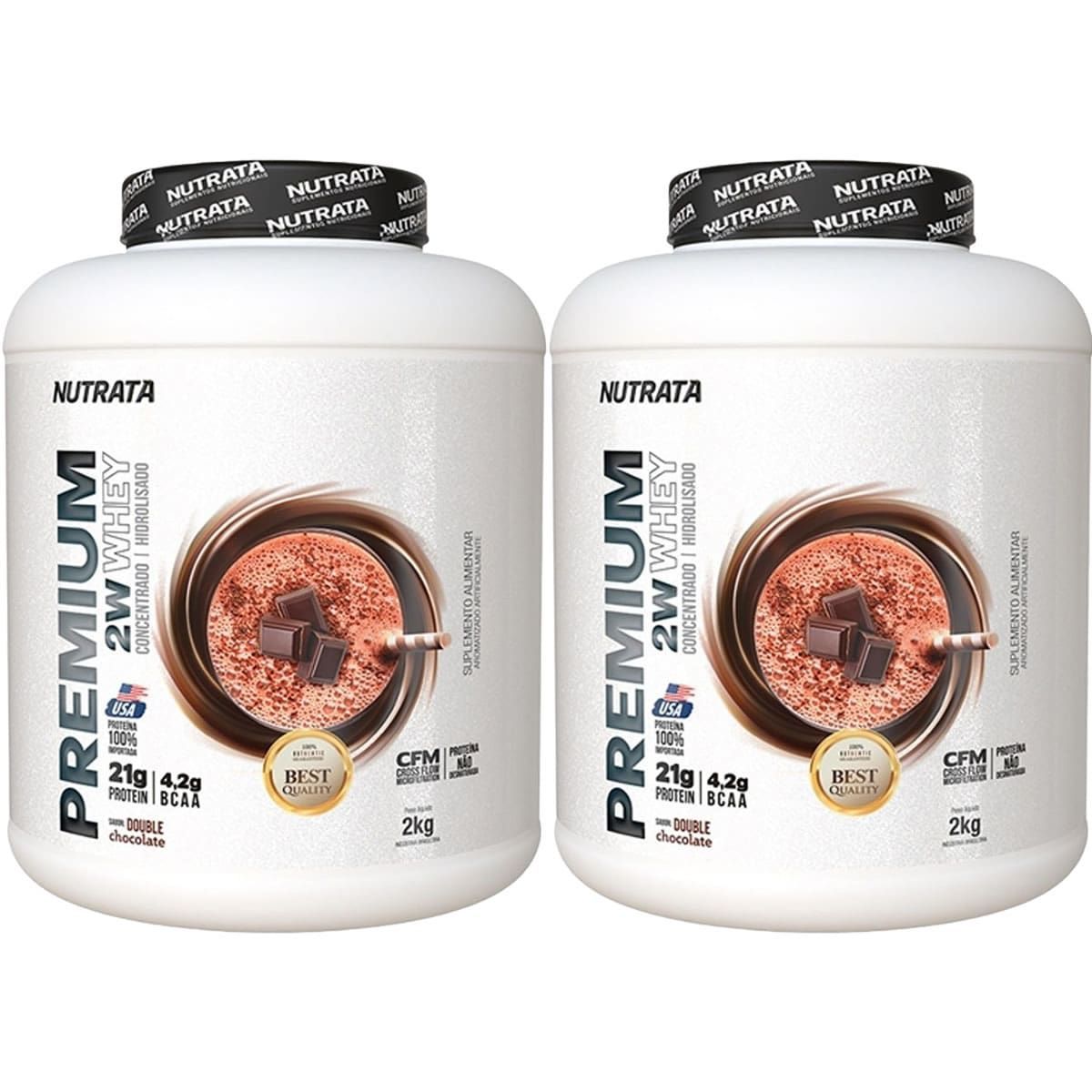 Kit 2X Premium 2w Whey - 2000g Double Chocolate - Nutrata