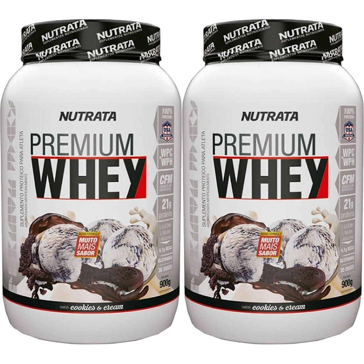 Kit 2X Premium Whey - 900g Cookies & Cream - Nutrata