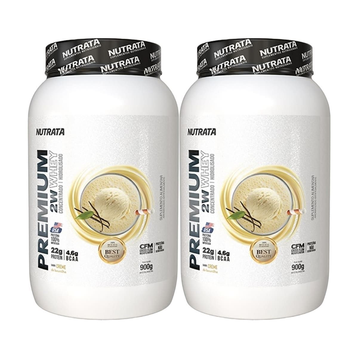 Kit 2X Premium Whey - 900g  Creme De Baunilha - Nutrata