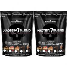 Kit 2X Protein 7Blend Gourmet - 837g Refil Moccha Coffee - Black Skull